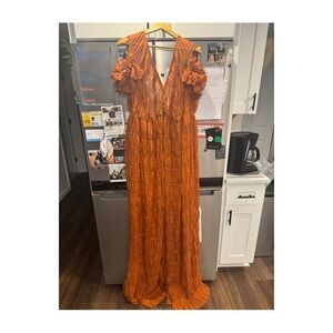 Burnt orange sheer maternity gown